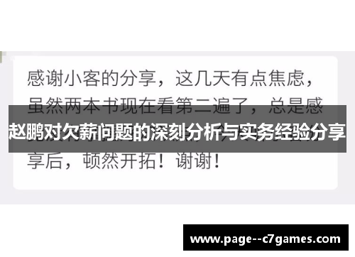 赵鹏对欠薪问题的深刻分析与实务经验分享